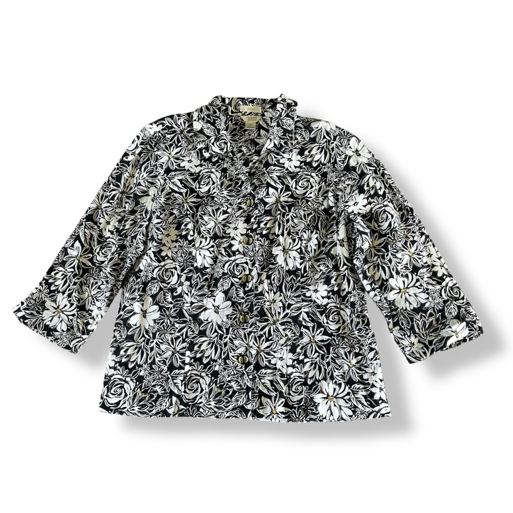 [Christopher & Banks] Black and White Floral Lightweight Jacket